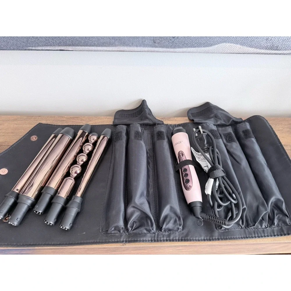 LANGE L'ange Professional 5 in 1 Hair Curling Wand Set in Travel Case Pink